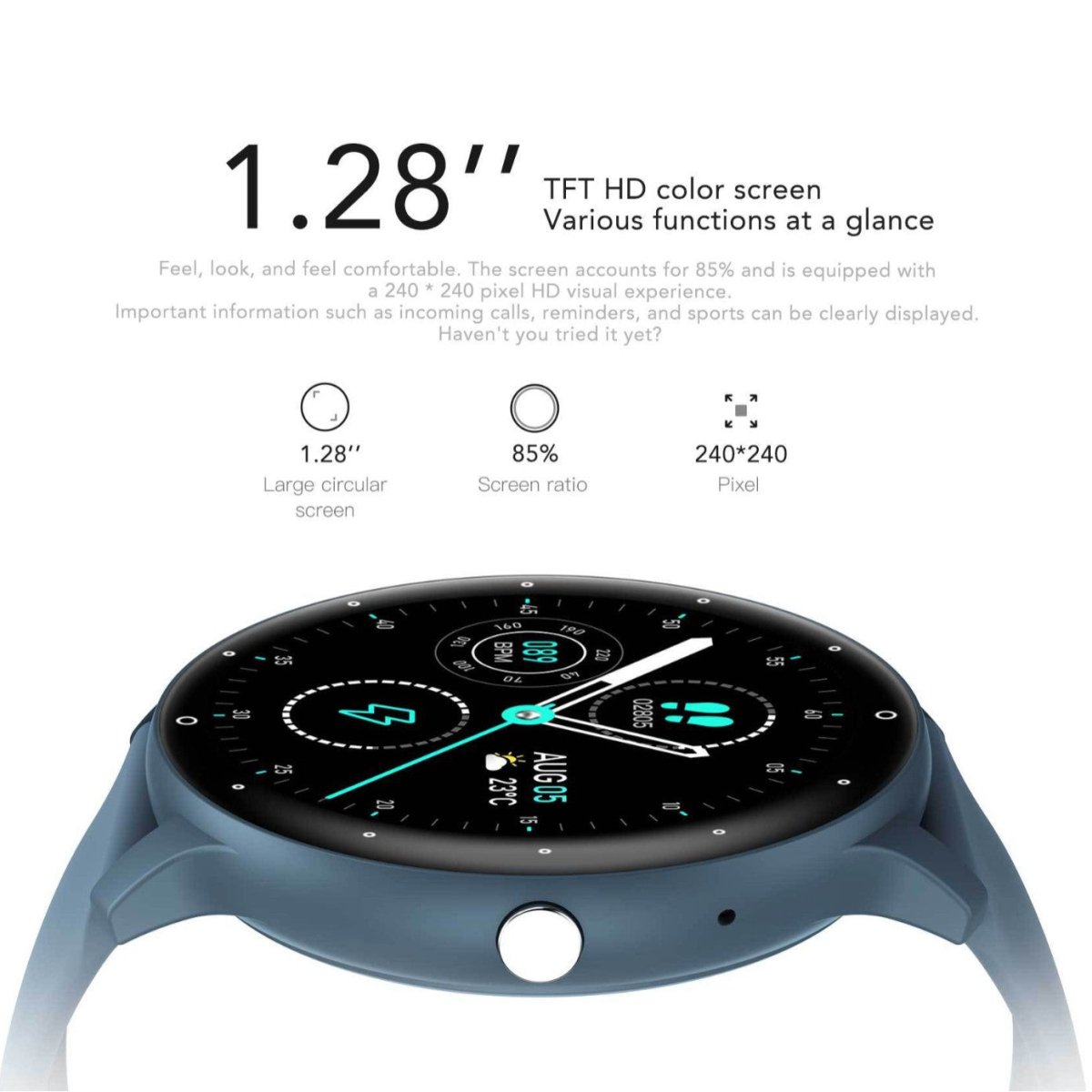 Feature - Rich Smartwatch: 1.28 HD Display Bluetooth Calling Extensive Sports Tracking (blue)" - Factory Direct Shop