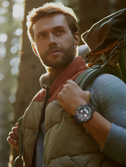 Rugged Outdoor Sport Smartwatch - HD Display, Compass, Flashlight, 100+ Sports Modes, Health Monitoring & Bluetooth Calls(Camouflage gray)