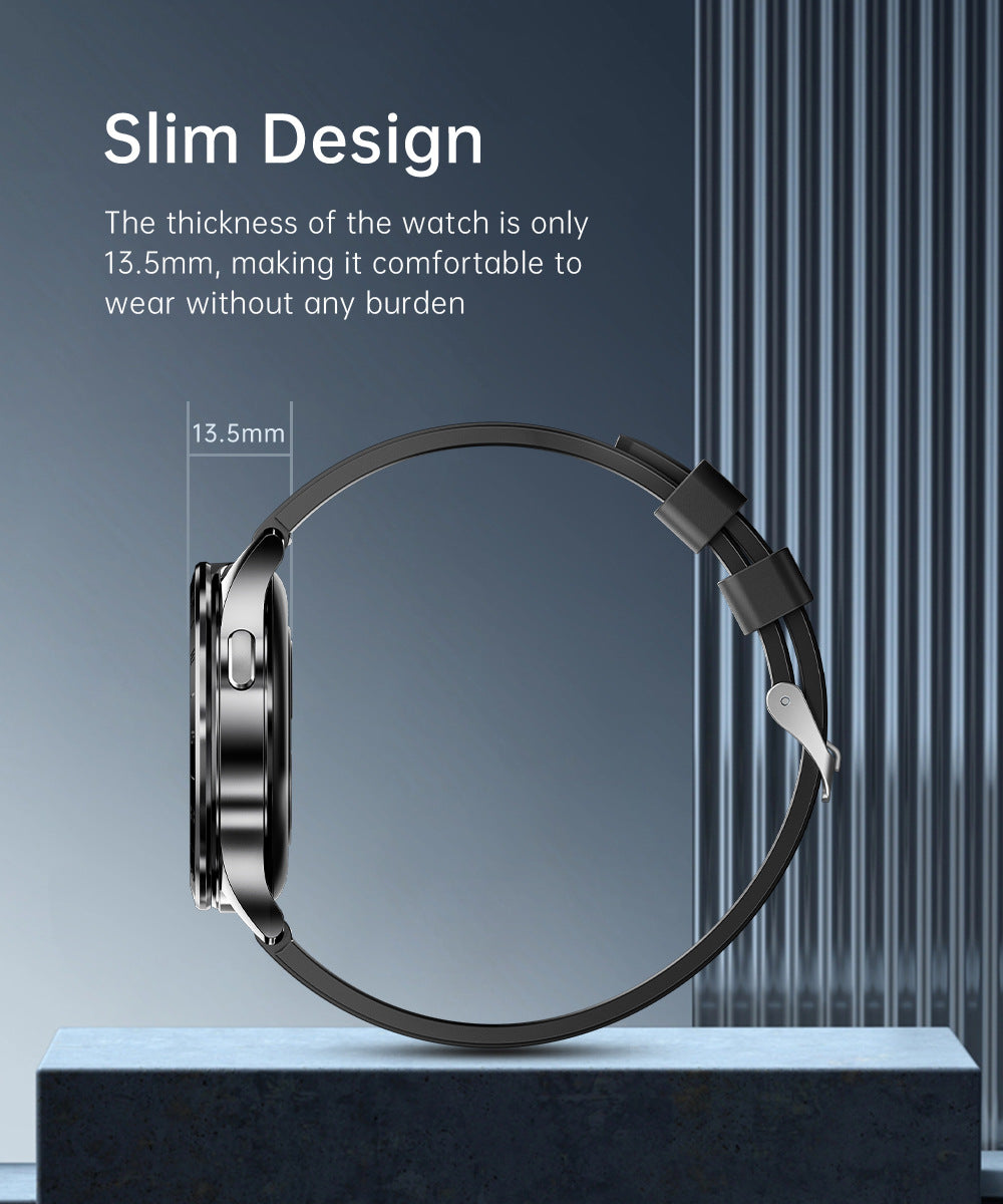 2-in-1 Smartwatch with Built-in TWS Earphones - IP67 Waterproof, Health Monitoring & CNC Metal Design(Black leather)