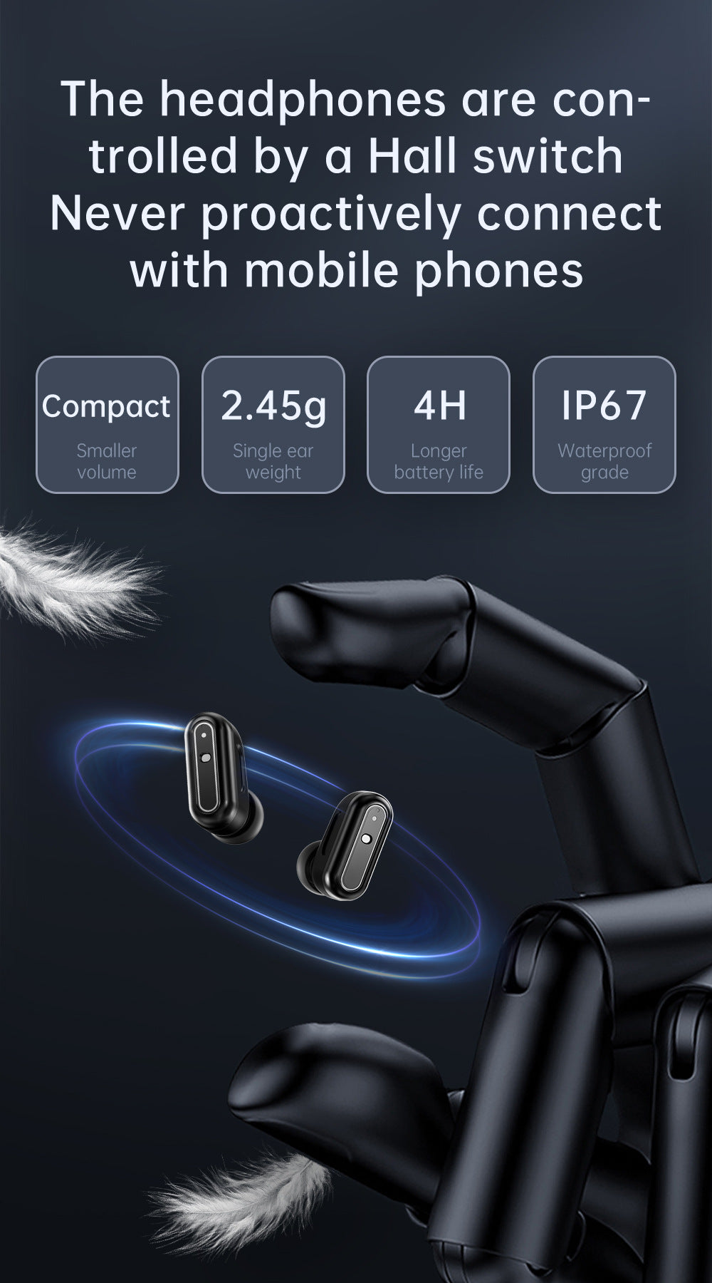 2-in-1 Smartwatch with Built-in TWS Earphones - IP67 Waterproof, Health Monitoring & CNC Metal Design(Silver rubber)