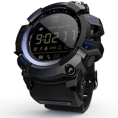 Rugged Sports Smartwatch - 50M Waterproof, 24H 3D Pedometer, Bluetooth Notifications & Long Battery Life(Black with blue text) - Factory Direct Shop