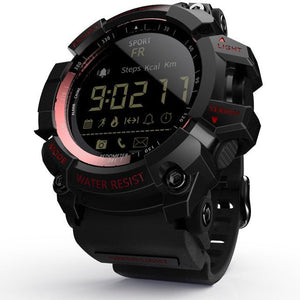 Rugged Sports Smartwatch - 50M Waterproof, 24H 3D Pedometer, Bluetooth Notifications & Long Battery Life(Black with red text) - Factory Direct Shop