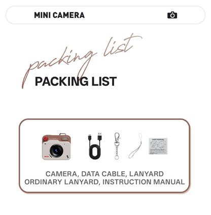 Mini Retro Keychain Camera - 48MP Photos, 1080P HD Video with Built-in Filters & Flash(Khaki Brown)