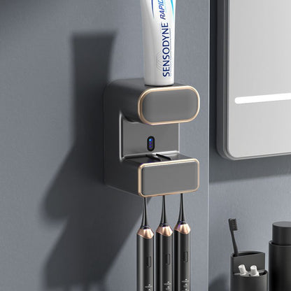 Automatic Toothpaste Dispenser with UVC Toothbrush Sterilizer & Holder - Wall Mounted, Rechargeable(Grey) - Factory Direct Shop