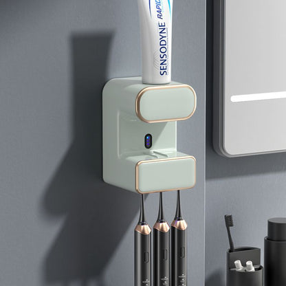 Automatic Toothpaste Dispenser with UVC Toothbrush Sterilizer & Holder - Wall Mounted, Rechargeable(green) - Factory Direct Shop