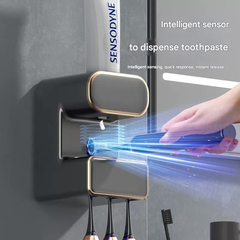 Automatic Toothpaste Dispenser with UVC Toothbrush Sterilizer & Holder - Wall Mounted, Rechargeable(green) - Factory Direct Shop