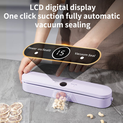 Wireless Portable Vacuum Sealing Machine - Automatic Food Sealer with LCD Display & Dual Modes(Purple)