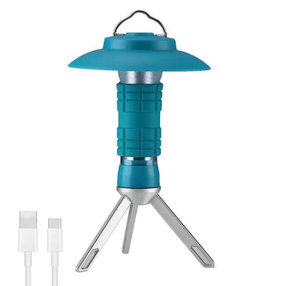 Portable Outdoor Camping Lantern with Tripod Stand, Soft Light Diffuser & USB-C Charging(blue)