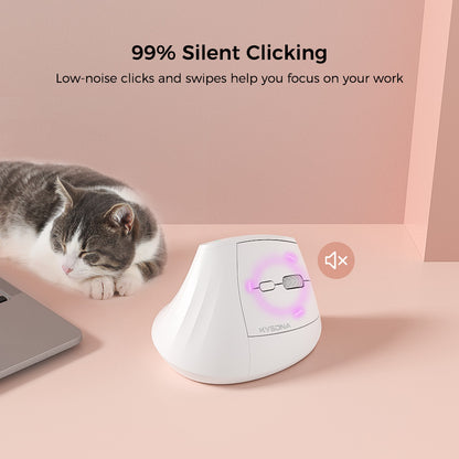 Ergonomic Vertical Mouse - Multi-Device Bluetooth5.0 & 2.4G Wireless, Adjustable DPI, Silent Click(white)