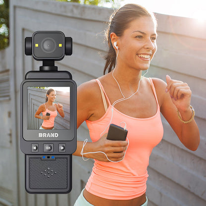 Compact Body Camera with 180° Rotatable Lens, Night Vision, WiFi & Built-in Fill Lights(black+64G)