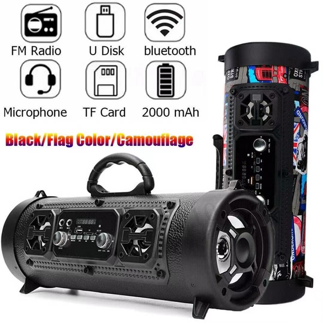 Portable Wireless Speaker - FM Radio, USB/TF Playback, AUX Input, Microphone Support & 2000mAh Battery(Blue and black) - Factory Direct Shop