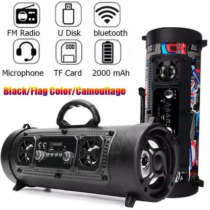 Portable Wireless Speaker - FM Radio, USB/TF Playback, AUX Input, Microphone Support & 2000mAh Battery(Blue and black) - Factory Direct Shop