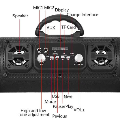 Portable Wireless Speaker - FM Radio, USB/TF Playback, AUX Input, Microphone Support & 2000mAh Battery(Blue and black) - Factory Direct Shop
