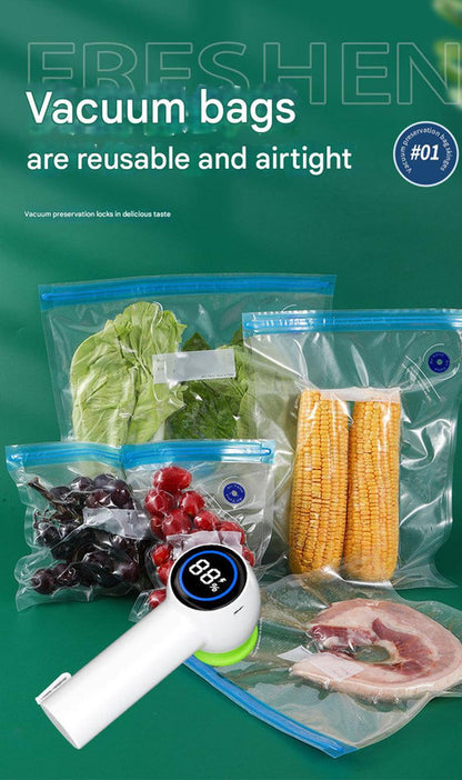 Multi-Function Handheld Vacuum Sealer & Inflator with LED Display - For Food Storage, Jars, Bags & Balls(white)