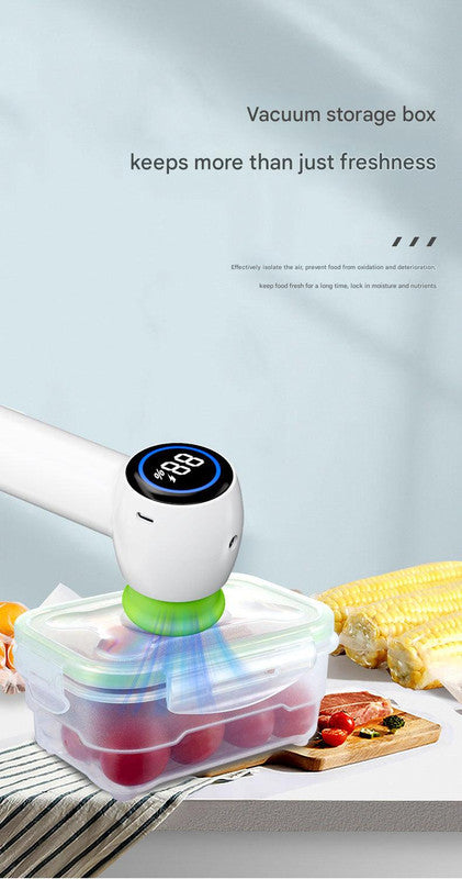 Multi-Function Handheld Vacuum Sealer & Inflator with LED Display - For Food Storage, Jars, Bags & Balls(white)