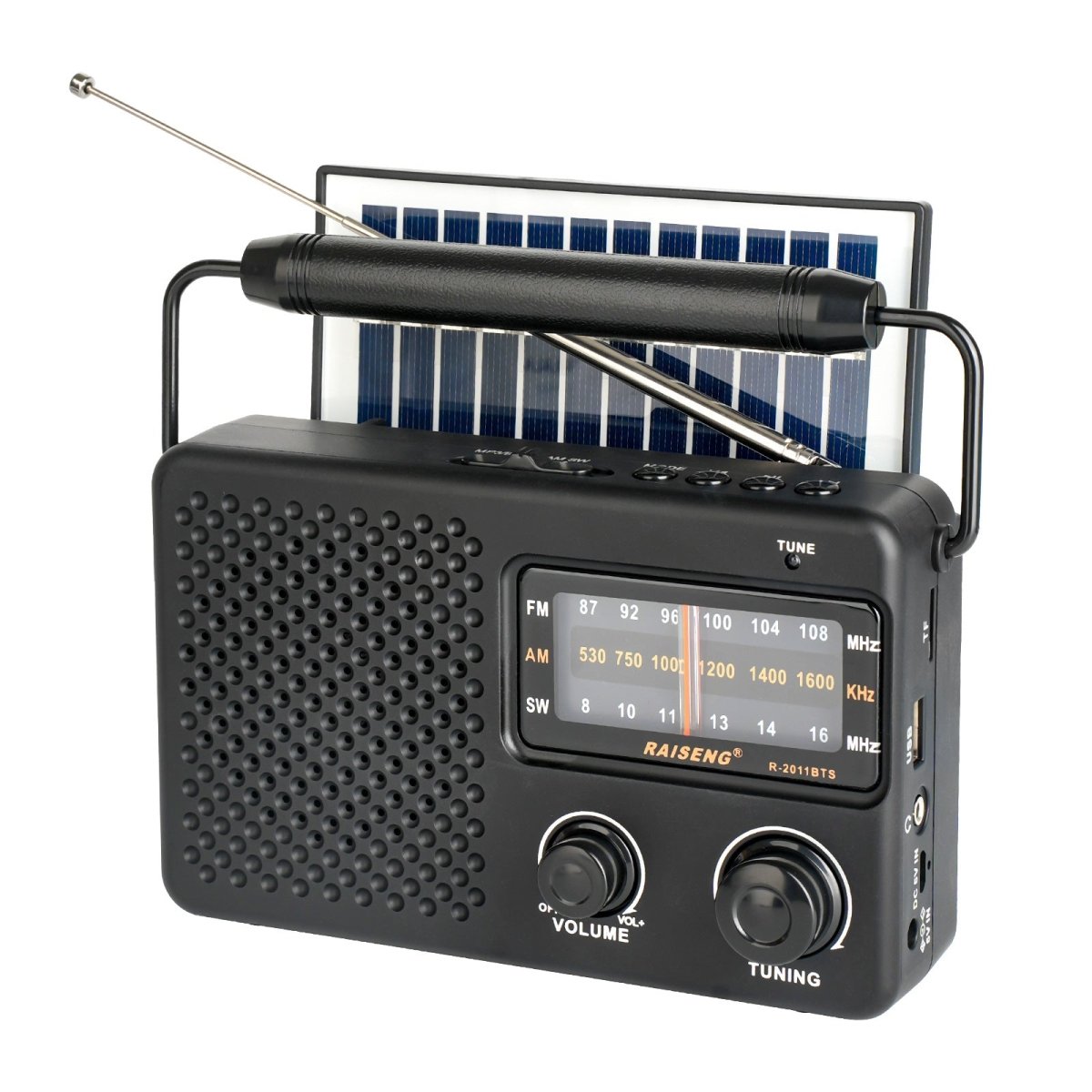 Portable Solar Powered 3 - Band AM/FM/SW Radio with Bluetooth Speaker & Multiple Charging Options(black) - Factory Direct Shop
