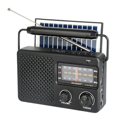 Portable Solar Powered 3 - Band AM/FM/SW Radio with Bluetooth Speaker & Multiple Charging Options(black) - Factory Direct Shop