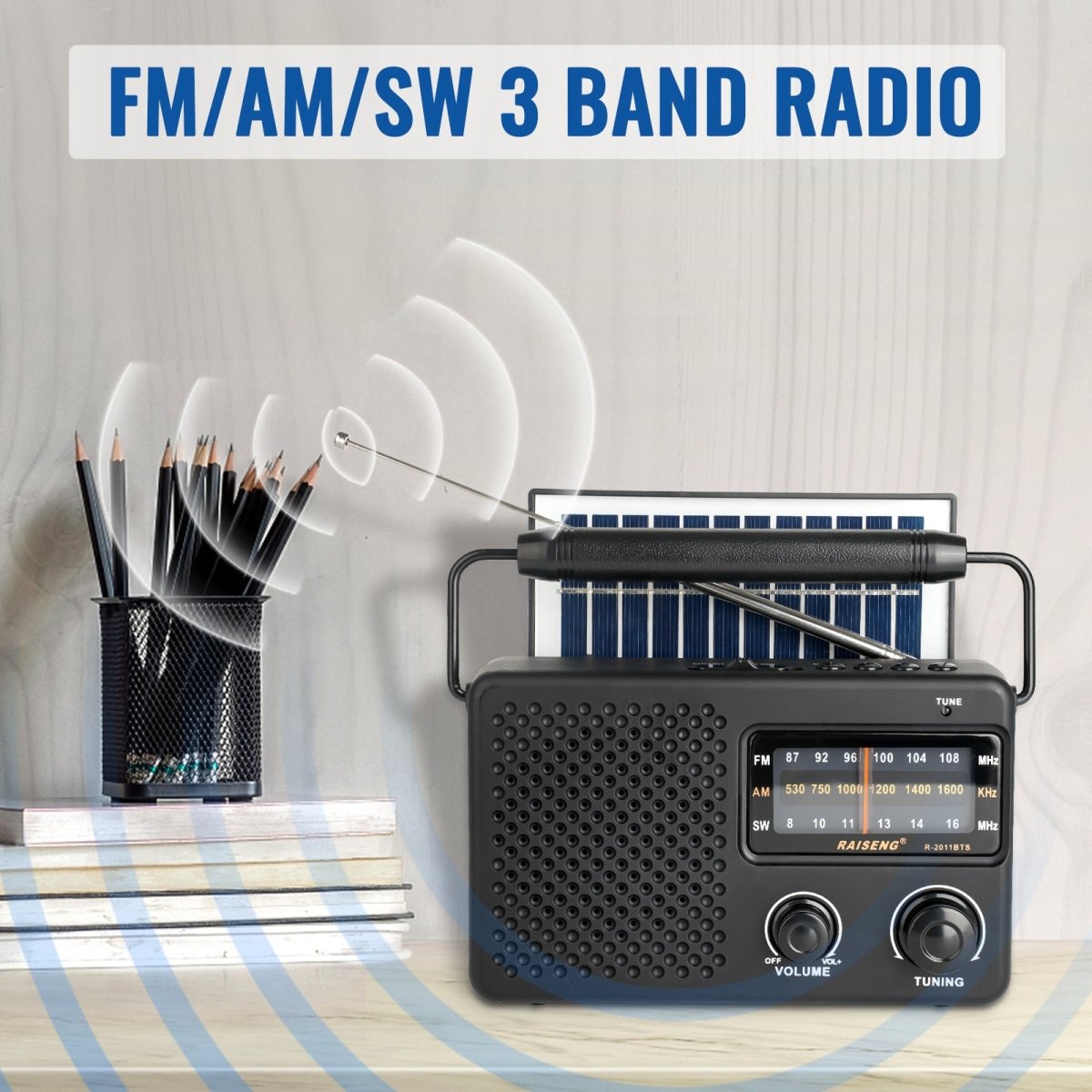 Portable Solar Powered 3 - Band AM/FM/SW Radio with Bluetooth Speaker & Multiple Charging Options(black) - Factory Direct Shop