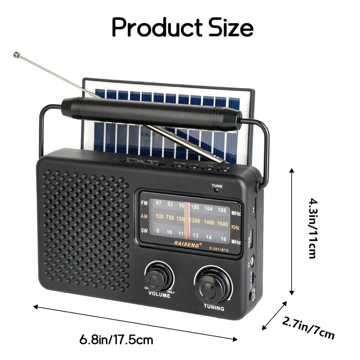 Portable Solar Powered 3 - Band AM/FM/SW Radio with Bluetooth Speaker & Multiple Charging Options(black) - Factory Direct Shop