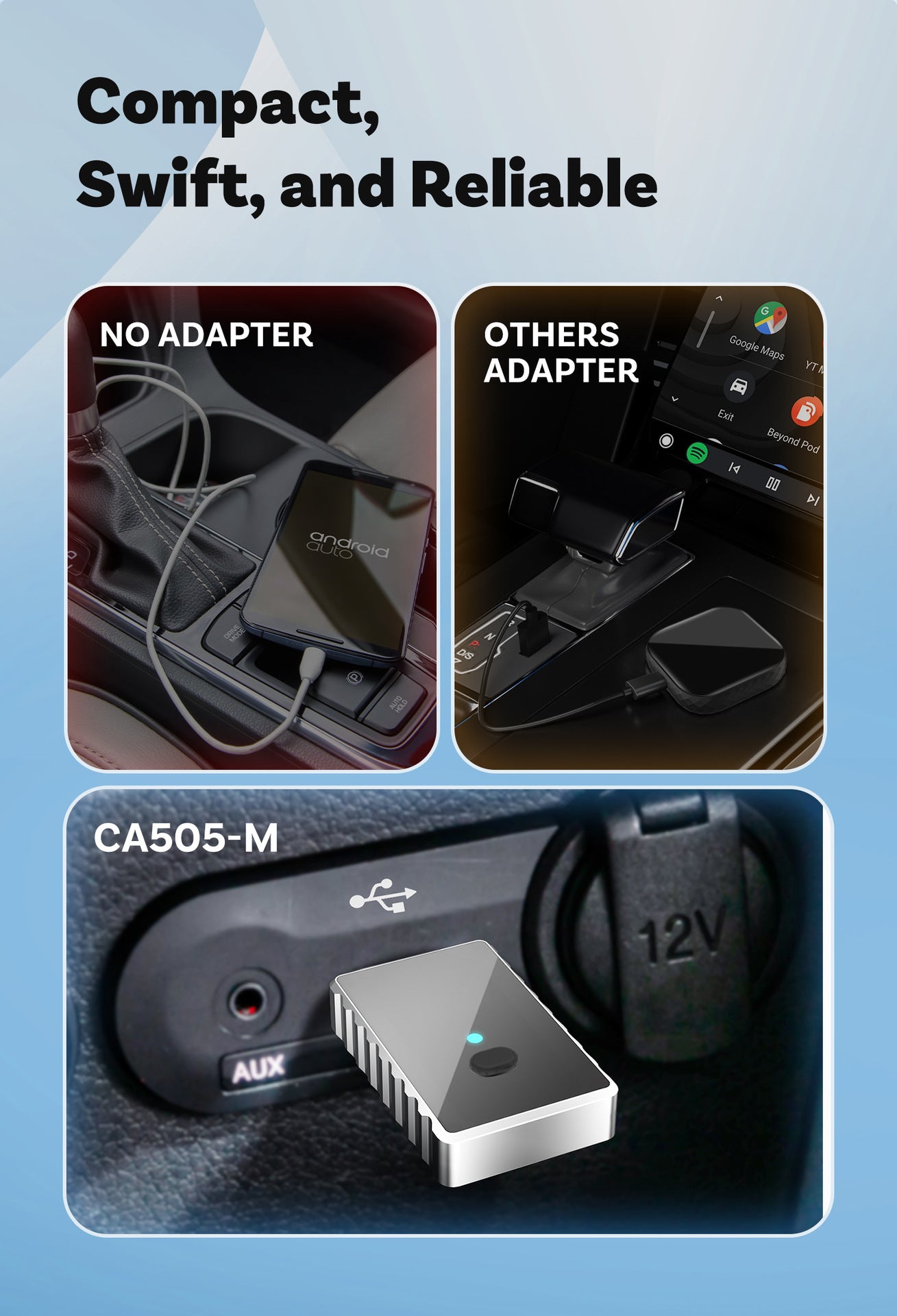 Mini 2-in-1 Wireless CarPlay & Android Auto Adapter - 5GHz WiFi 6, Bluetooth 5.4, Plug & Play Dongle(black)