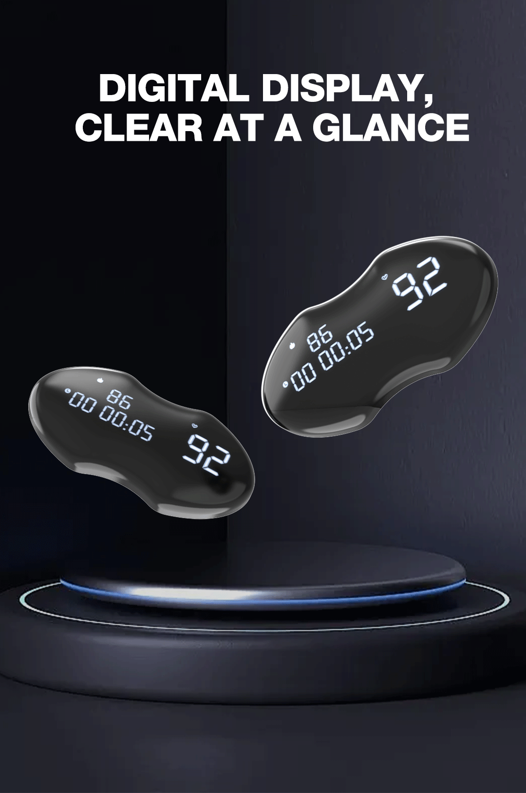 Smart Fitness Heart Rate Monitor Chest Strap with Data Display - IP67 Waterproof, Rechargeable, BLE & ANT+(black)