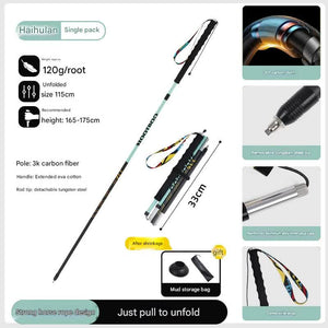 Ultralight Carbon Fiber Foldable Trail Running & Hiking Pole(blue  Recommended height range 165-175cm)