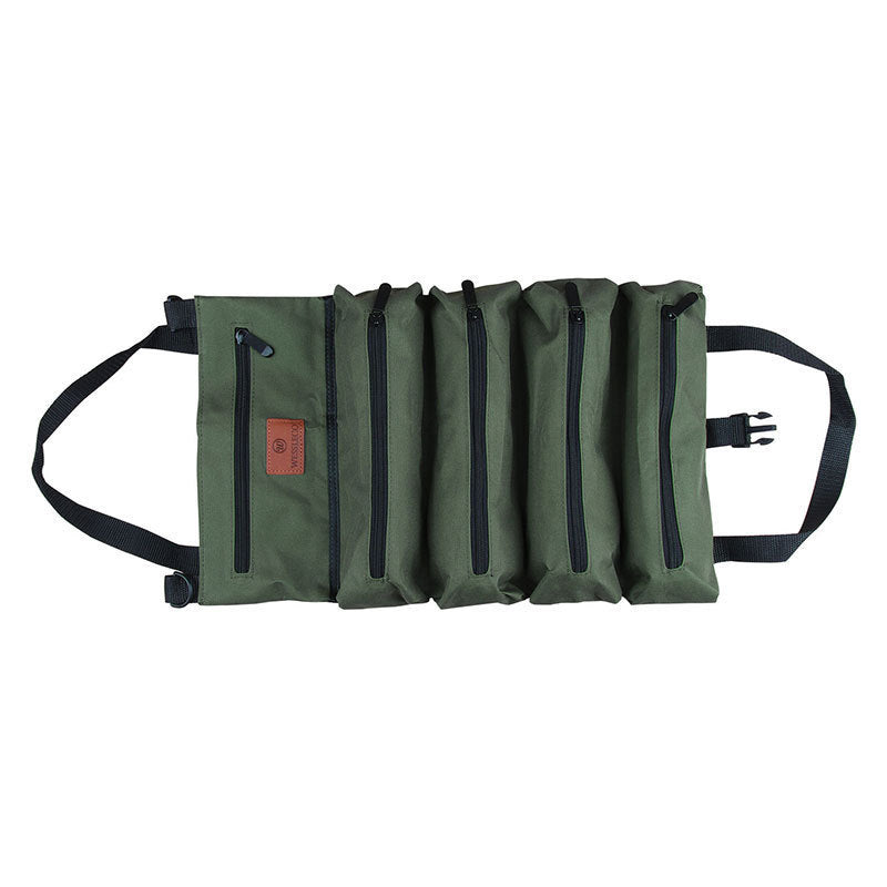 Heavy-Duty Canvas Roll Up Tool Bag & Organizer (Green)