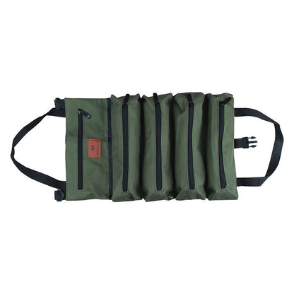 Heavy-Duty Canvas Roll Up Tool Bag & Organizer (Green)