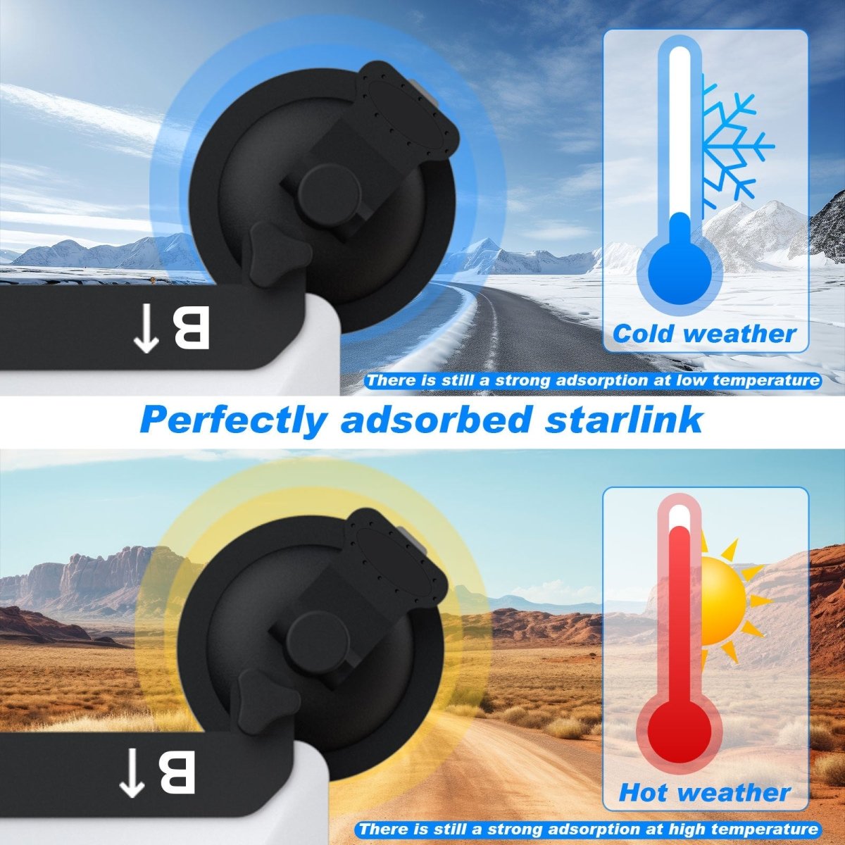 Starlink Mini Heavy - Duty Suction Cup Mount - Black - Factory Direct Shop