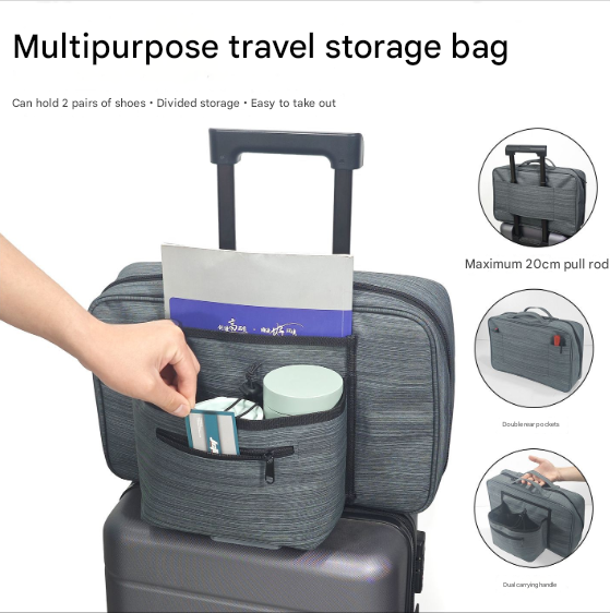 Heather Grey Versatile Travel Organizer Bag with Luggage Sleeve - Portable Carry - On for Laptop, Shoes & Accessories - Factory Direct Shop