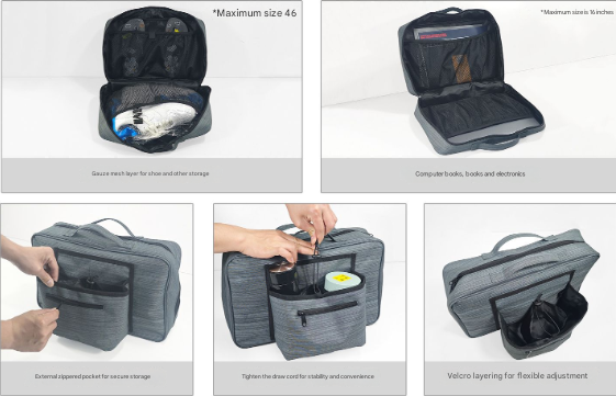 Heather Grey Versatile Travel Organizer Bag with Luggage Sleeve - Portable Carry - On for Laptop, Shoes & Accessories - Factory Direct Shop