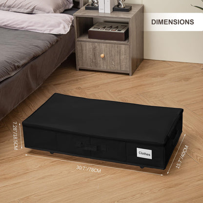 1 piece Black Size L Collapsible Underbed Storage Organizer with Wheels - Fabric Bin with Dustproof Lid