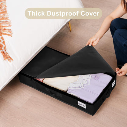 1 piece Black Size L Collapsible Underbed Storage Organizer with Wheels - Fabric Bin with Dustproof Lid