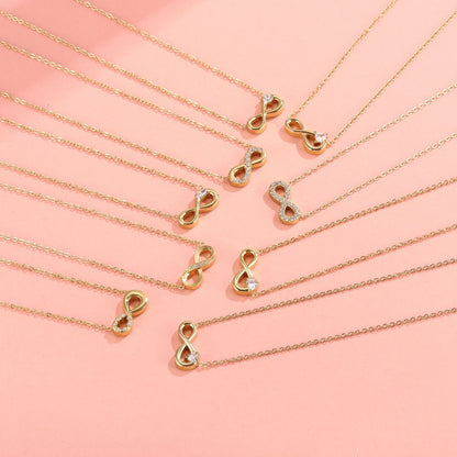 Style 3 Gold Infinity Necklace for Women - Dainty Titanium Steel Pendant with Sparkling Cubic Zirconia