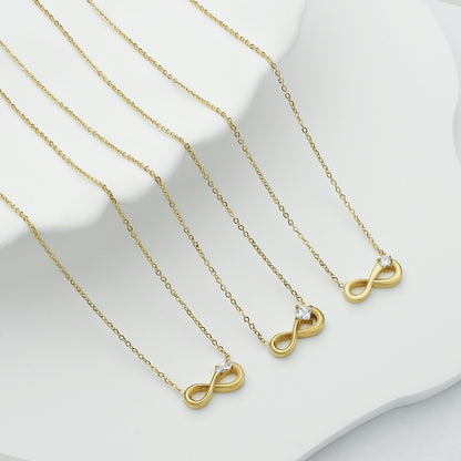 Style 3 Gold Infinity Necklace for Women - Dainty Titanium Steel Pendant with Sparkling Cubic Zirconia