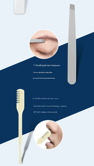 Dark Blue Mini Suitcase Manicure Set - 8-Piece Portable Grooming & Nail Care Travel Kit