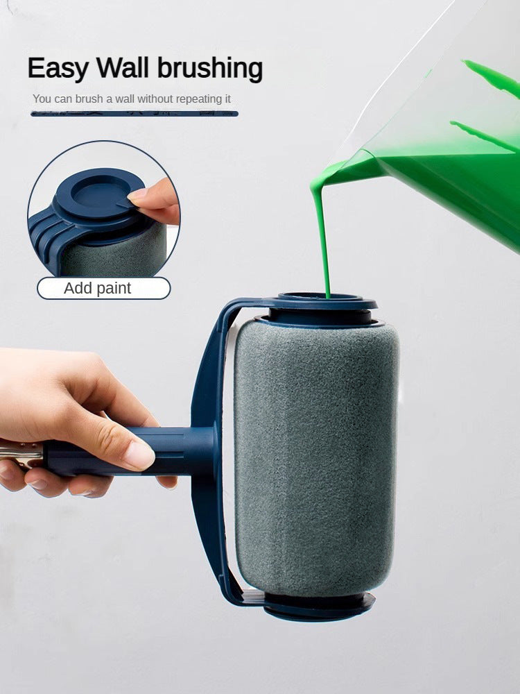 Dark Blue and Grey Pro Refillable Paint Roller Set with Extension Pole - No-Drip Easy Fill Wall Painting Tool Kit