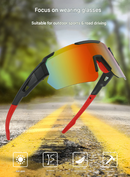 Black Temples and Blue-Purple Lenses Unisex Sport Cycling Sunglasses - Lightweight Wraparound Eyewear for Running & Outdoor Activities