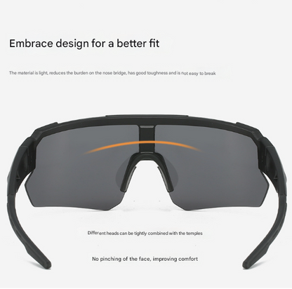 Black Temples and Orange Lenses Unisex Sport Cycling Sunglasses - Lightweight Wraparound Eyewear for Running & Outdoor Activities