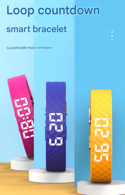 Black Smart Vibrating Alarm Watch - Digital Fitness Tracker Wristband with Pedometer & Sleep Monitor - Factory Direct Shop