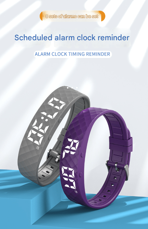 Black Smart Vibrating Alarm Watch - Digital Fitness Tracker Wristband with Pedometer & Sleep Monitor - Factory Direct Shop