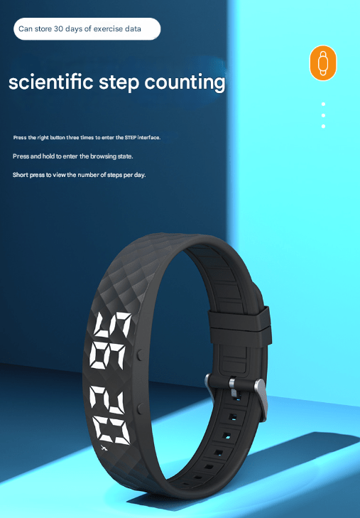 Grey Smart Vibrating Alarm Watch - Digital Fitness Tracker Wristband with Pedometer & Sleep Monitor - Factory Direct Shop