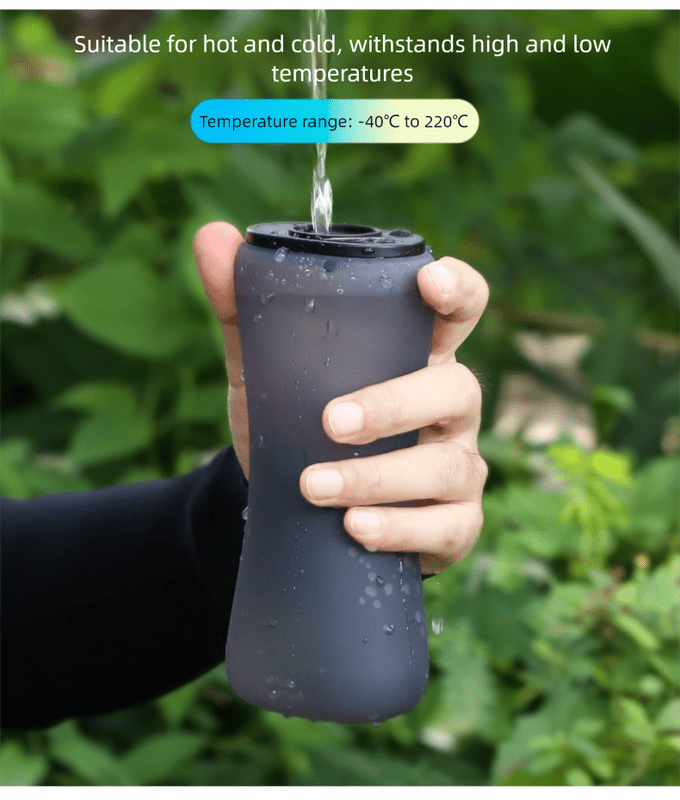 Blue Collapsible Handheld Running Flask - 350ml Lightweight Silicone Water Bottle with Bite Valve - Factory Direct Shop