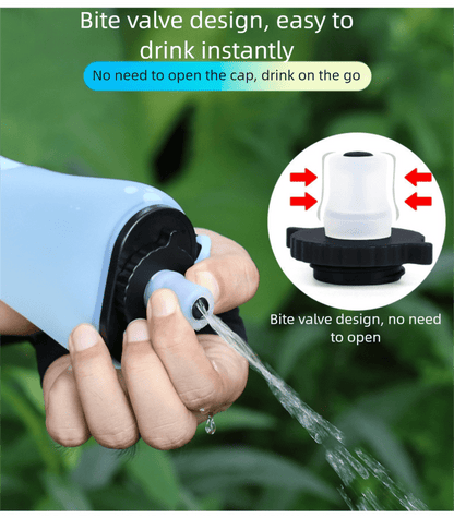 Yellow Collapsible Handheld Running Flask - 350ml Lightweight Silicone Water Bottle with Bite Valve - Factory Direct Shop