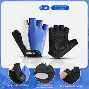 Gym Gloves - XL - Blue Padded Half - Finger Gym & Fitness - Factory Direct Shop