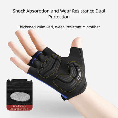Gym Gloves - XL - Blue Padded Half - Finger Gym & Fitness - Factory Direct Shop