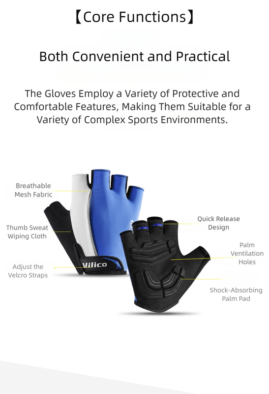 Gym Gloves - XL - Blue Padded Half - Finger Gym & Fitness - Factory Direct Shop
