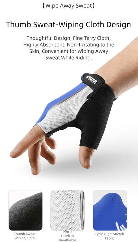 Gym Gloves - XL - Blue Padded Half - Finger Gym & Fitness - Factory Direct Shop