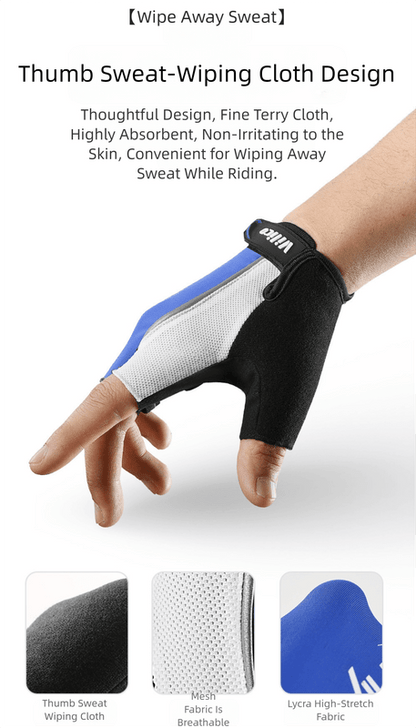 Gym Gloves - XL - Blue Padded Half - Finger Gym & Fitness - Factory Direct Shop