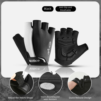 Gym Gloves - M - Black Padded Half - Finger - Factory Direct Shop